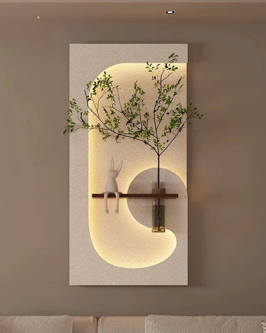 Dekorium 40x70 cm Pilli LED'li İskandinav Duvar Tablosu - Pütürlü Doku - Model D076