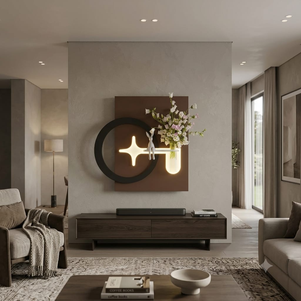 Dekorium 70x80 cm Oval LED'li Dekoratif Duvar Paneli - Gizli Aydınlatmalı - Model D070