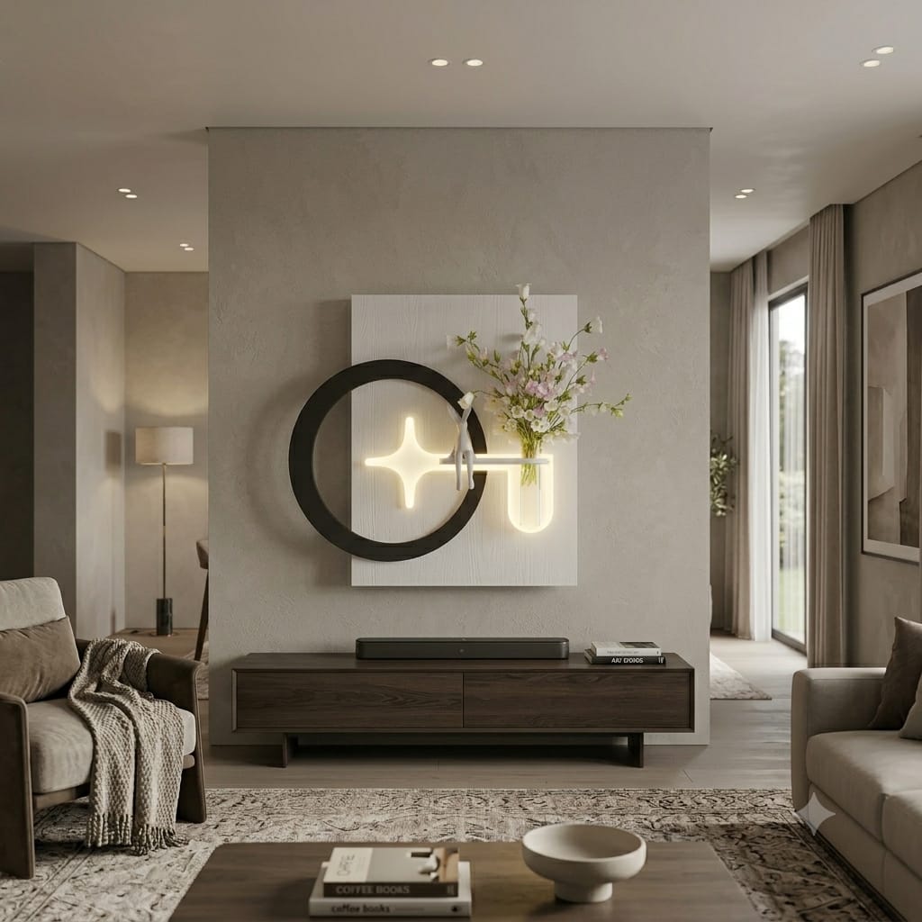 Dekorium 70x80 cm Oval LED'li Dekoratif Duvar Paneli - Gizli Aydınlatmalı - Model D071