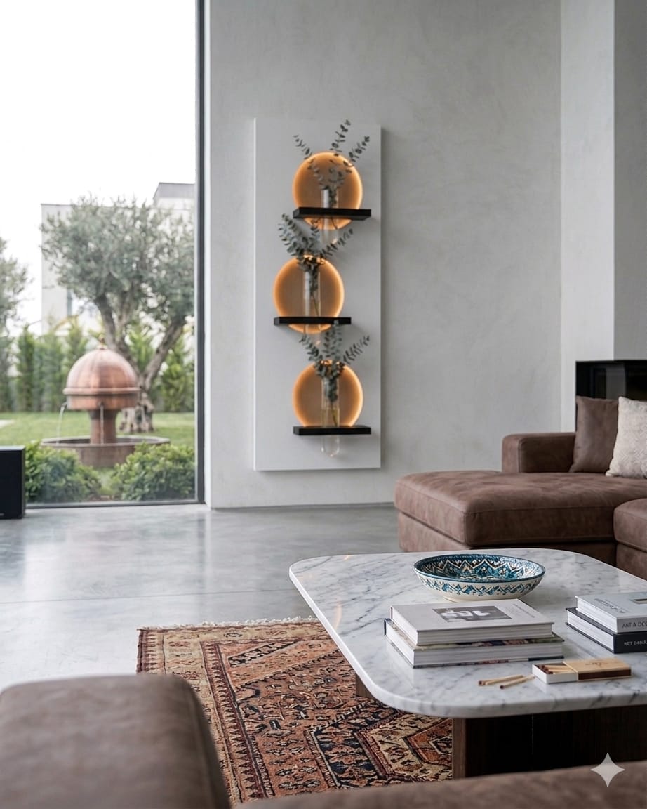 Dekorium 50x120 cm Oval LED'li Dekoratif Duvar Paneli - Gizli Aydınlatmalı - Model D025