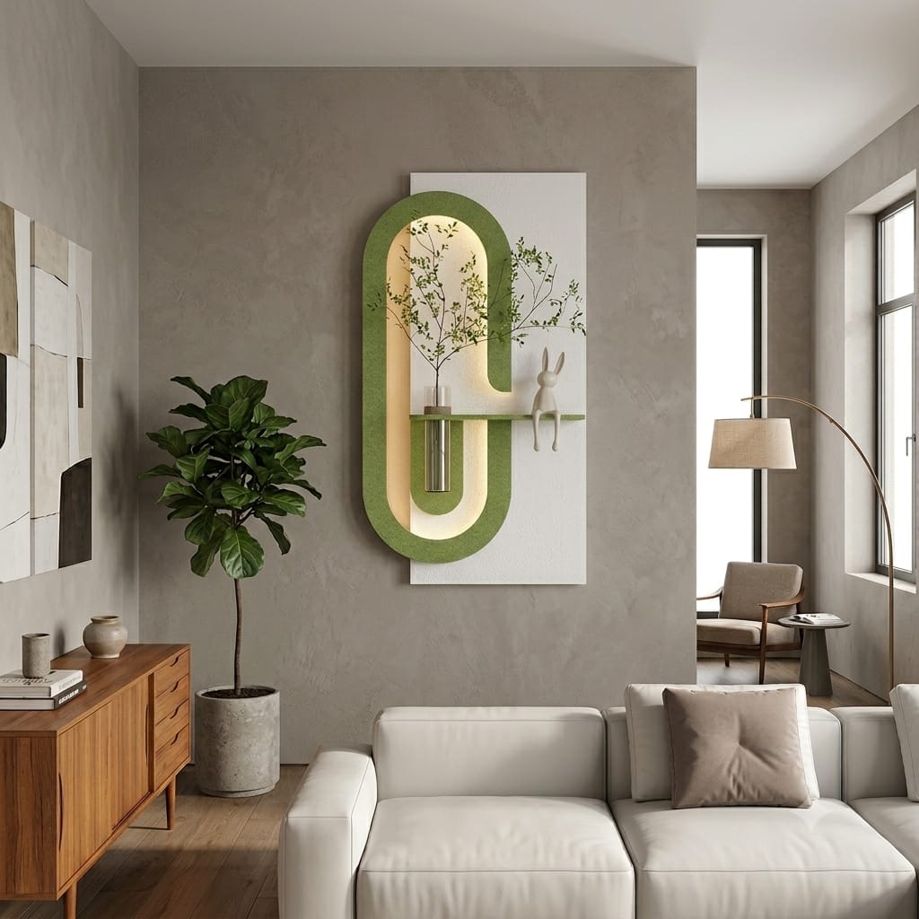 Dekorium 50x90 cm Oval LED'li Dekoratif Duvar Paneli - Gizli Aydınlatmalı - Model D063