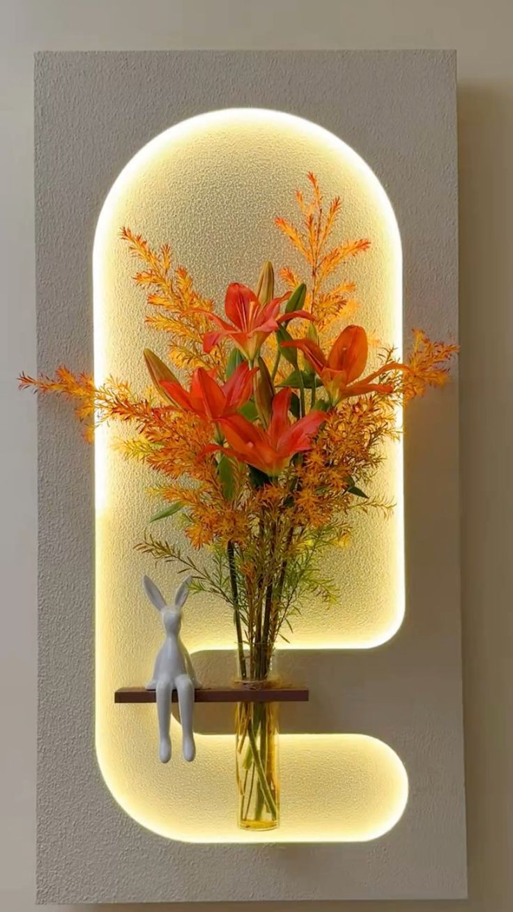 Dekorium 40x70 cm Pilli LED'li İskandinav Duvar Tablosu - Pütürlü Doku - Model D102