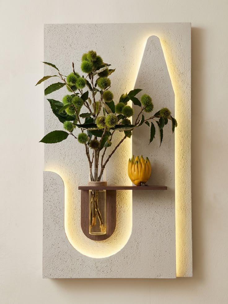 Dekorium 40x70 cm Pilli LED'li İskandinav Duvar Tablosu - Pütürlü Doku - Model D105