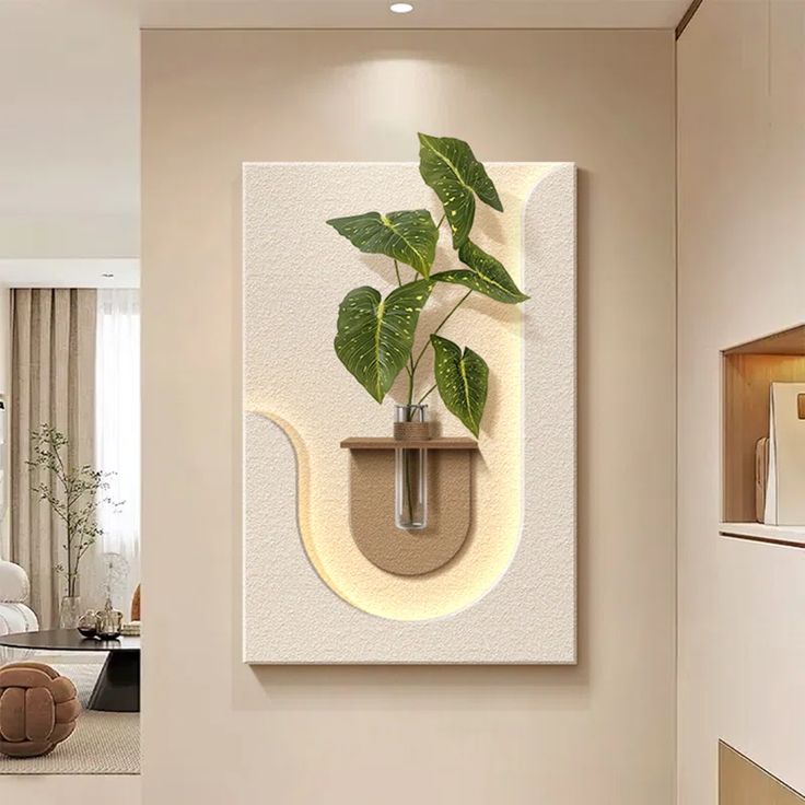 Dekorium 40x70 cm Pilli LED'li İskandinav Duvar Tablosu - Pütürlü Doku - Model D116