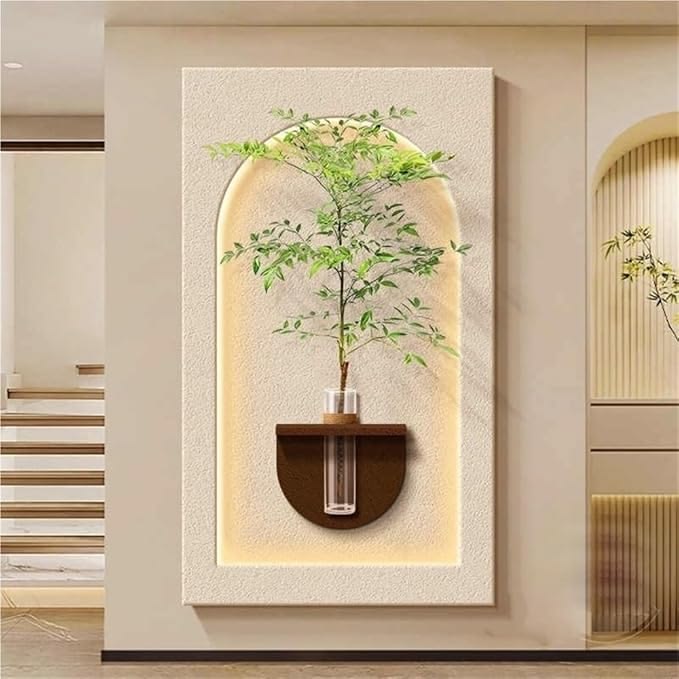 Dekorium 40x70 cm Pilli LED'li İskandinav Duvar Tablosu - Pütürlü Doku - Model D118