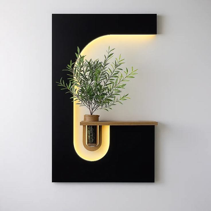 Dekorium 40x70 cm Pilli LED'li İskandinav Duvar Tablosu - Pütürlü Doku - Model D120