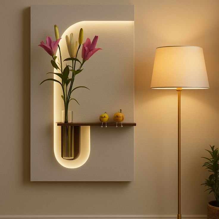 Dekorium 40x70 cm Pilli LED'li İskandinav Duvar Tablosu - Pütürlü Doku - Model D121