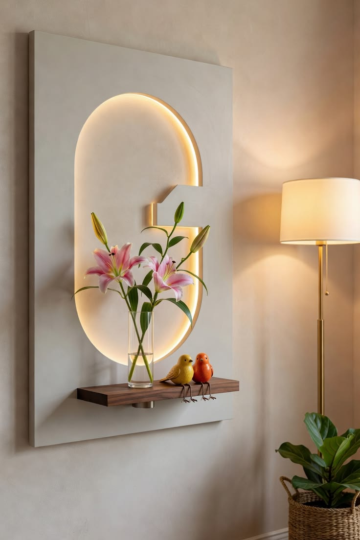 Dekorium 40x70 cm Pilli LED'li İskandinav Duvar Tablosu - Pütürlü Doku - Model D127