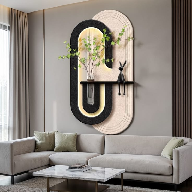 Dekorium 40x70 cm Pilli LED'li İskandinav Duvar Tablosu - Pütürlü Doku - Model D125