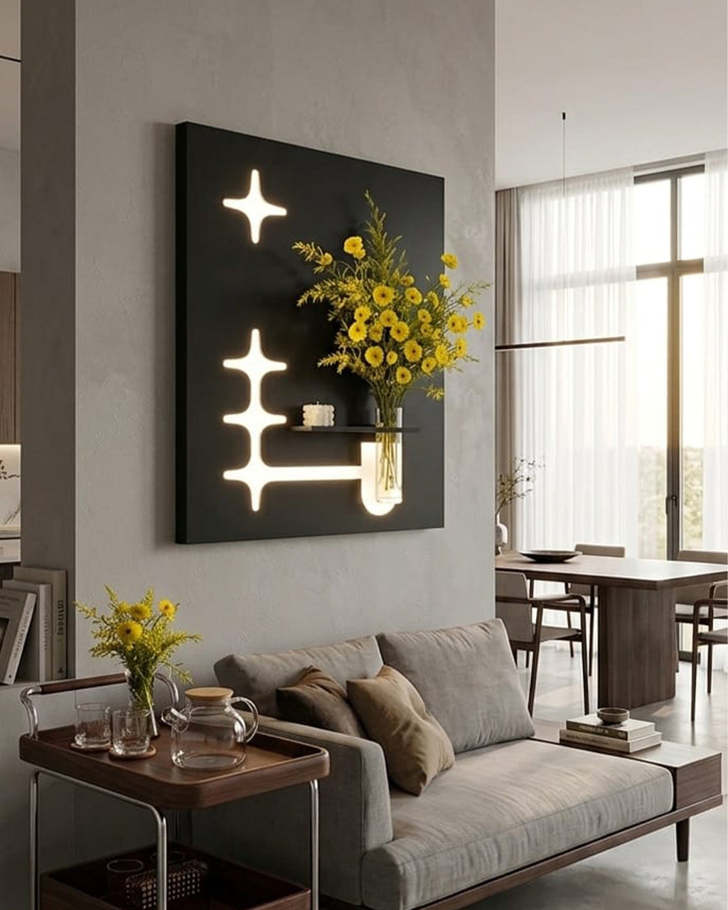 Dekorium 60x80 cm Oval LED'li Dekoratif Duvar Paneli - Gizli Aydınlatmalı - Model D066