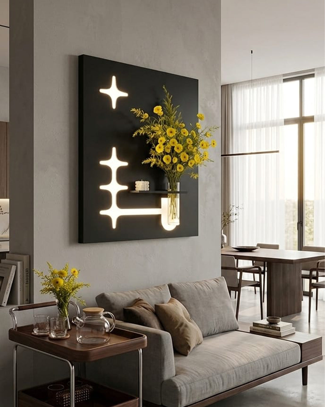 Dekorium 60x80 cm Oval LED'li Dekoratif Duvar Paneli - Gizli Aydınlatmalı - Model D066